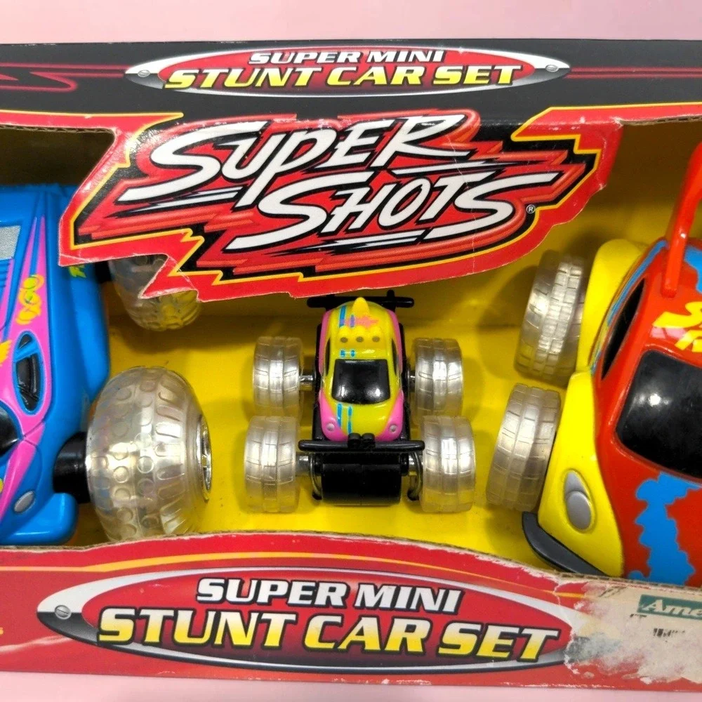 VTG 2001 Lanard Super Shots Super Mini Stunt Car 3 Car Racer Set Fliplash  NIB